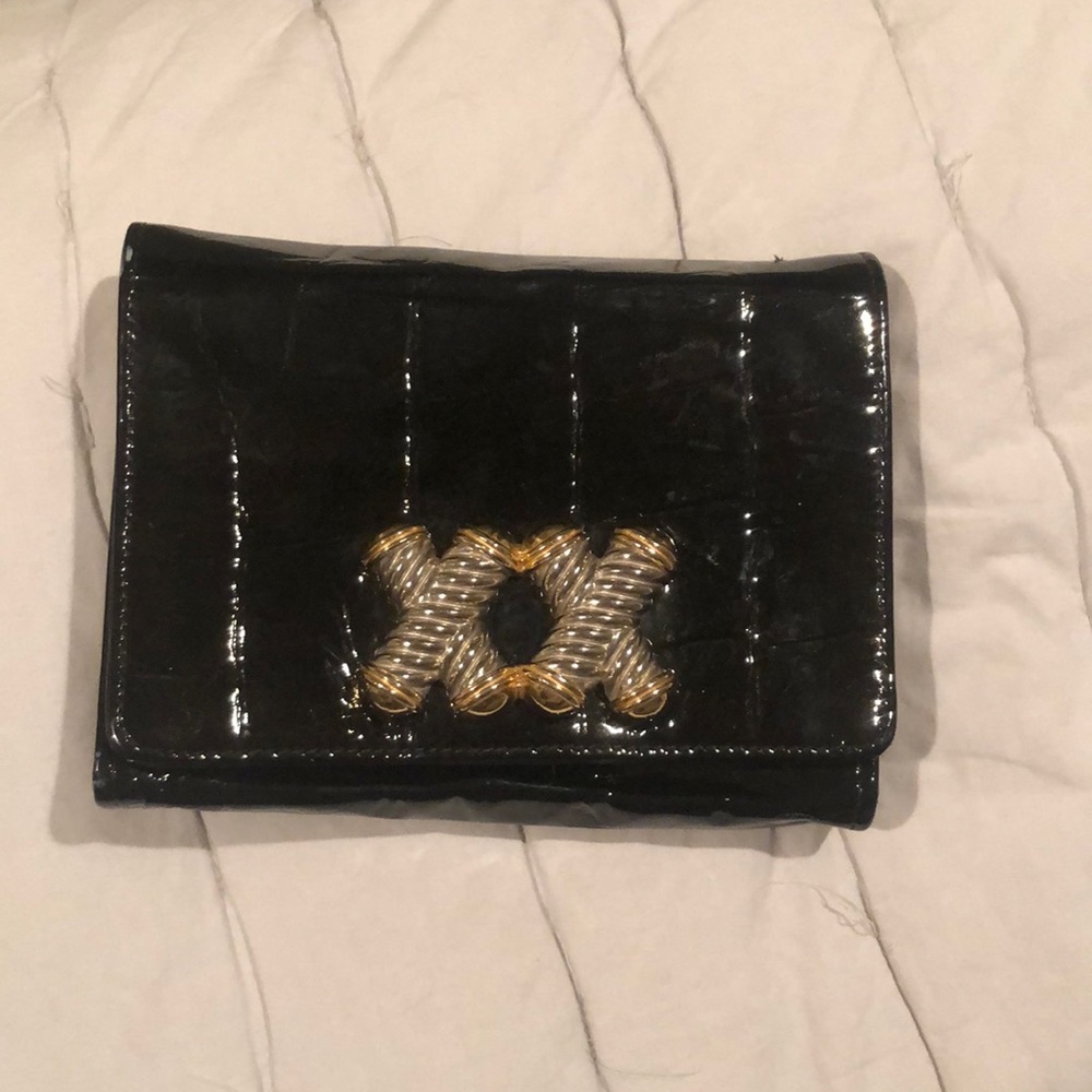 Jenny Tee vintage black patent leather style bag